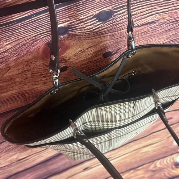 Ralph Lauren Houndstooth Tote - Brown and Black - Picture 3 of 5